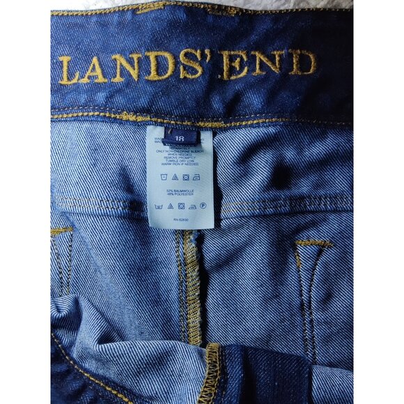 Lands' End Mid Rise Boot Cut Flare Dark Wash Jeans 18 - Picture 5 of 5